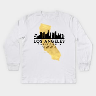 Los Angeles California Skyline Map Art Kids Long Sleeve T-Shirt